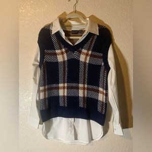 Plaid sweater blouse